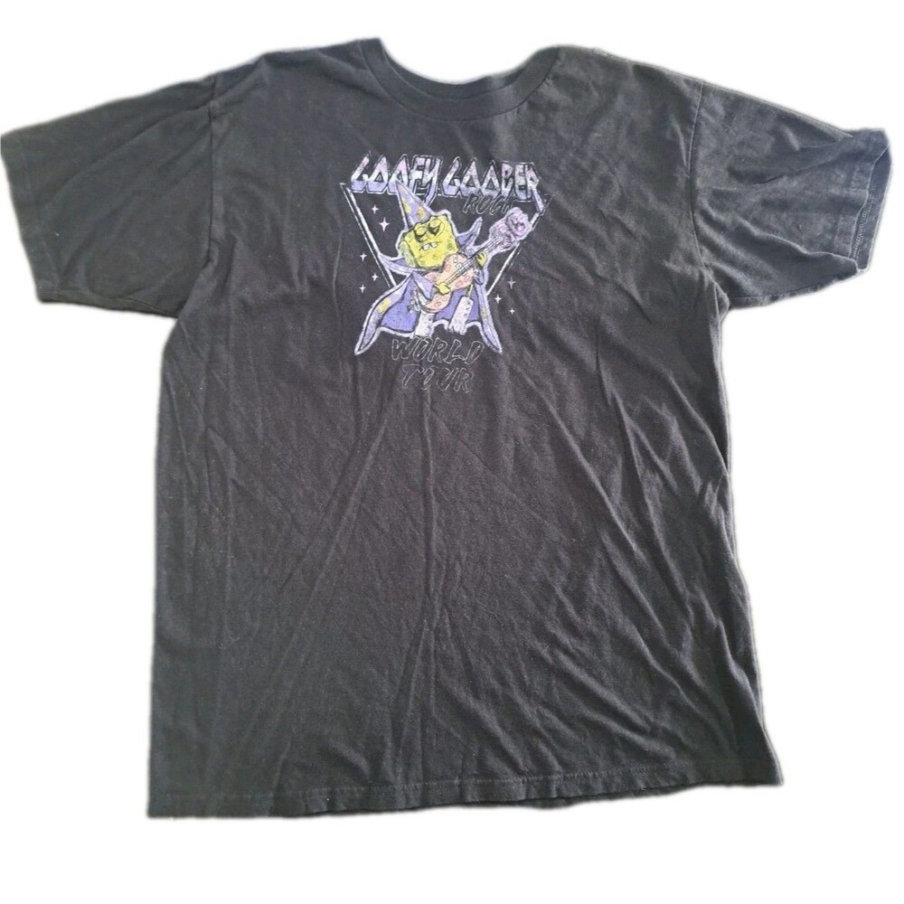 Goofy Goober Rock Black Graphic T-Shirt Men’s Large World Tour SpongeBob Movie